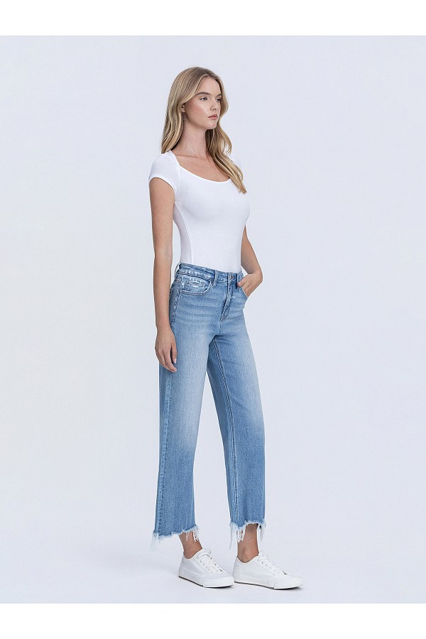 HIGH RISE DISTRESSED HEM CROP SLIM ...